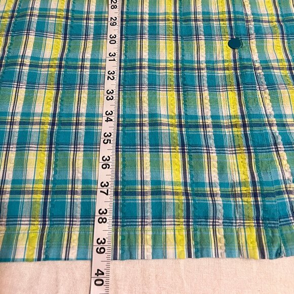 Go Softly Patio Women's Sleepwear Dress Green Plaid Short Sleeve Snap Size M - Picture 10 of 11